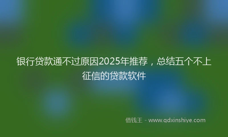 银行贷款通不过原因2025年推荐，总结五个不上征信的贷款软件