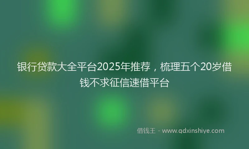 银行贷款大全平台2025年推荐，梳理五个20岁借钱不求征信速借平台