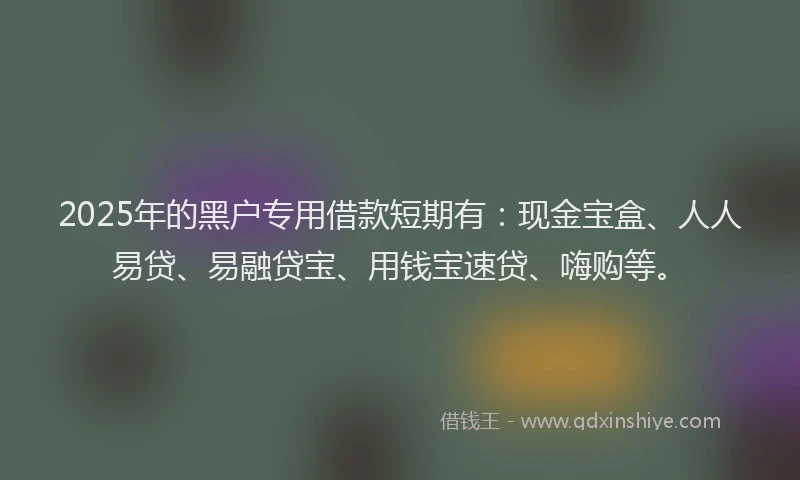 2025年的黑户专用借款短期有：现金宝盒、人人易贷、易融贷宝、用钱宝速贷、嗨购等。