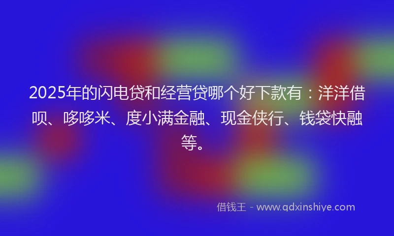 2025年的闪电贷和经营贷哪个好下款有：洋洋借呗、哆哆米、度小满金融、现金侠行、钱袋快融等。