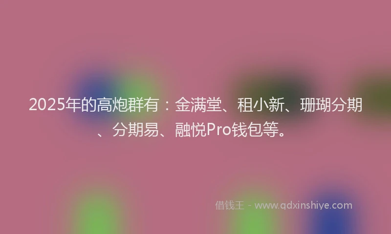 2025年的高炮群有：金满堂、租小新、珊瑚分期、分期易、融悦Pro钱包等。