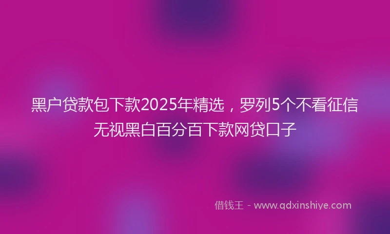 黑户贷款包下款2025年精选，罗列5个不看征信无视黑白百分百下款网贷口子