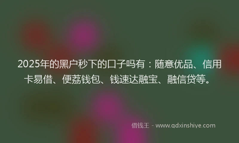 2025年的黑户秒下的口子吗有：随意优品、信用卡易借、便荔钱包、钱速达融宝、融信贷等。