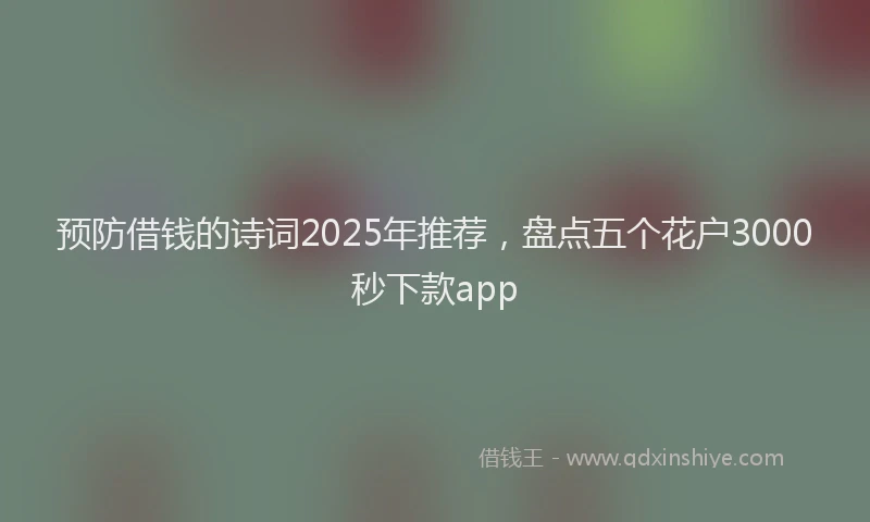 预防借钱的诗词2025年推荐，盘点五个花户3000秒下款app