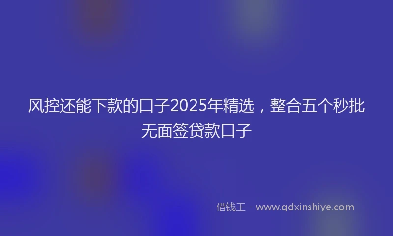 风控还能下款的口子2025年精选，整合五个秒批无面签贷款口子