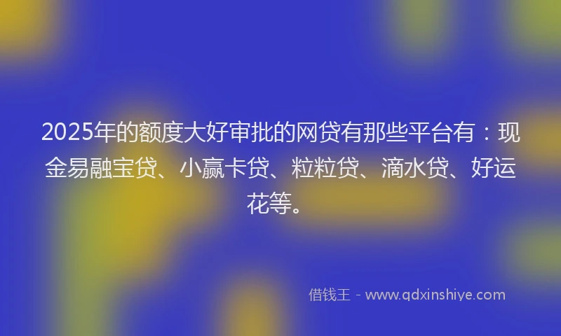2025年的额度大好审批的网贷有那些平台有：现金易融宝贷、小赢卡贷、粒粒贷、滴水贷、好运花等。