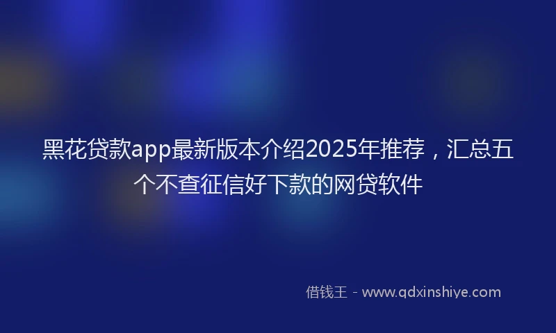 黑花贷款app最新版本介绍2025年推荐，汇总五个不查征信好下款的网贷软件