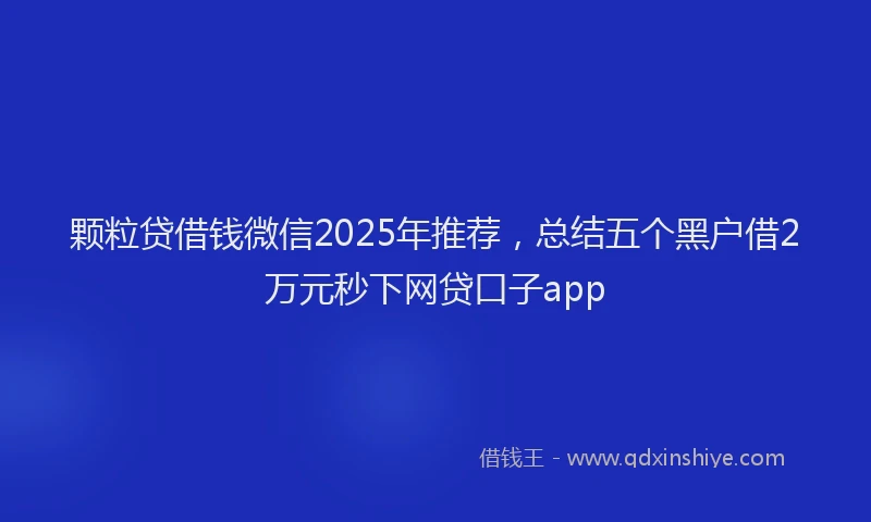 颗粒贷借钱微信2025年推荐，总结五个黑户借2万元秒下网贷口子app