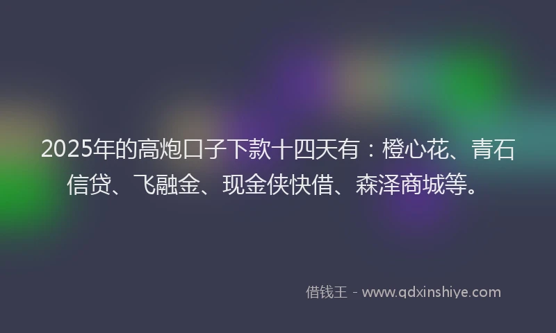 2025年的高炮口子下款十四天有：橙心花、青石信贷、飞融金、现金侠快借、森泽商城等。