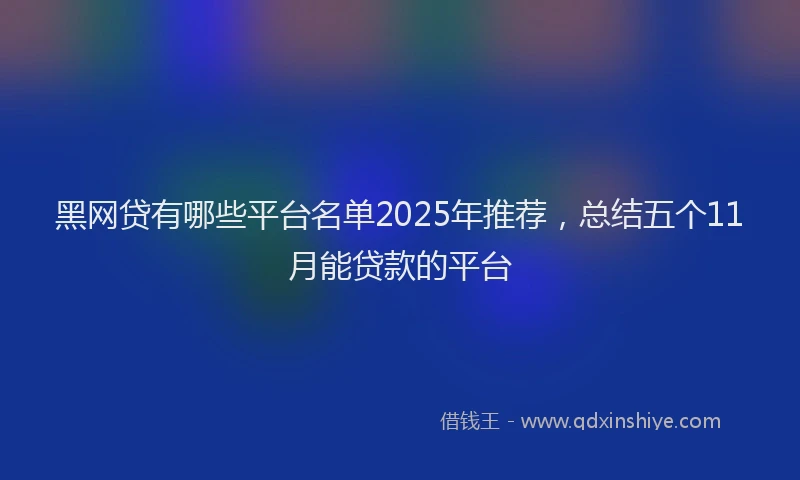 黑网贷有哪些平台名单2025年推荐，总结五个11月能贷款的平台