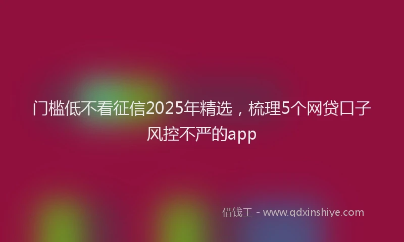 门槛低不看征信2025年精选，梳理5个网贷口子风控不严的app