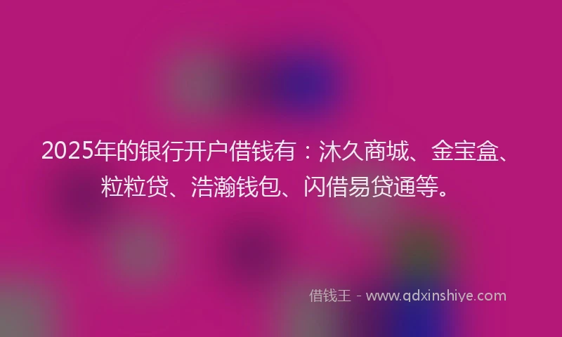 2025年的银行开户借钱有：沐久商城、金宝盒、粒粒贷、浩瀚钱包、闪借易贷通等。
