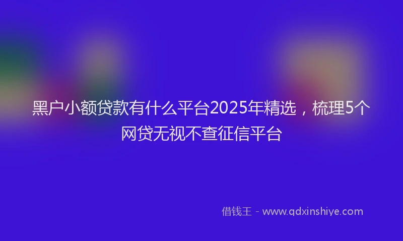 黑户小额贷款有什么平台2025年精选，梳理5个网贷无视不查征信平台