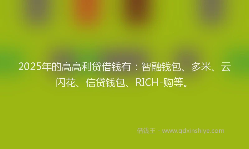 2025年的高高利贷借钱有：智融钱包、多米、云闪花、信贷钱包、RICH-购等。
