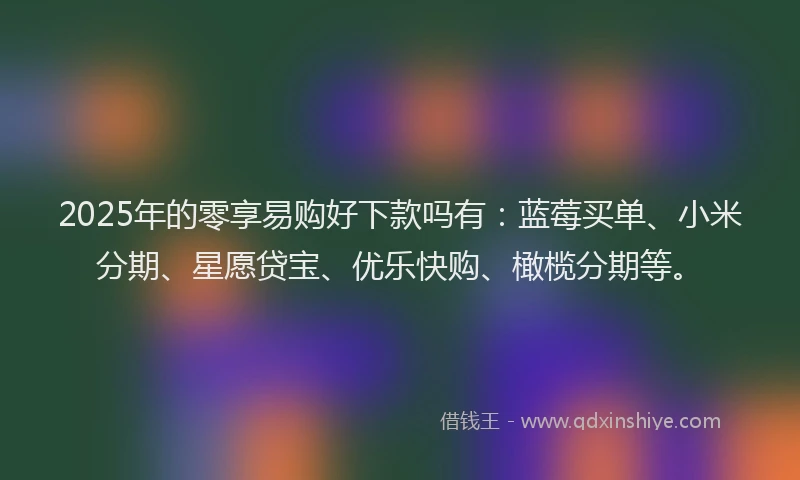 2025年的零享易购好下款吗有：蓝莓买单、小米分期、星愿贷宝、优乐快购、橄榄分期等。