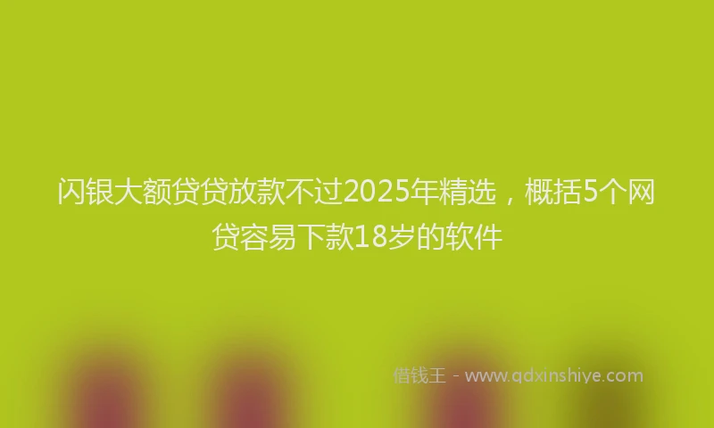 闪银大额贷贷放款不过2025年精选，概括5个网贷容易下款18岁的软件