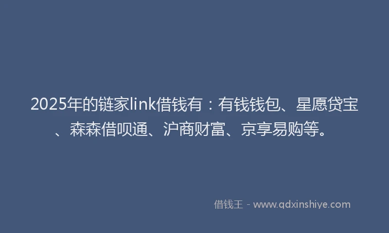 2025年的链家link借钱有：有钱钱包、星愿贷宝、森森借呗通、沪商财富、京享易购等。