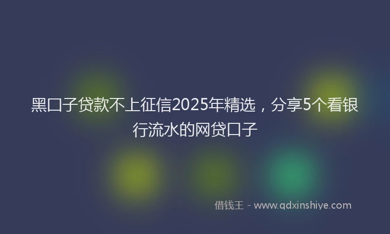 黑囗子贷款不上征信2025年精选，分享5个看银行流水的网贷口子