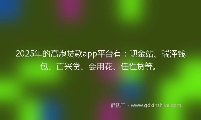 2025年的高炮贷款app平台有：现金站、瑞泽钱包、百兴贷、会用花、任性贷等。