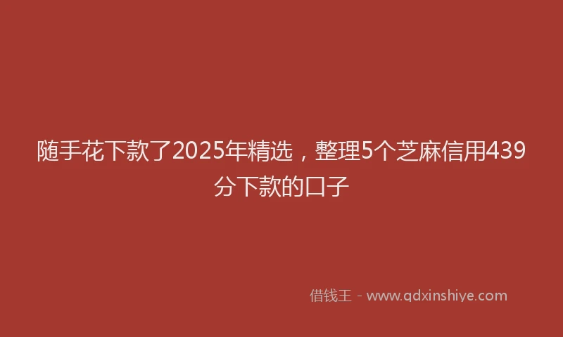随手花下款了2025年精选，整理5个芝麻信用439分下款的口子