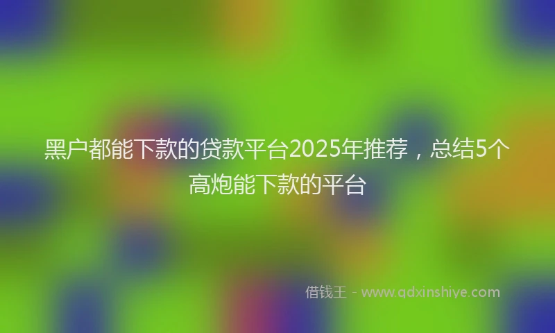 黑户都能下款的贷款平台2025年推荐，总结5个高炮能下款的平台