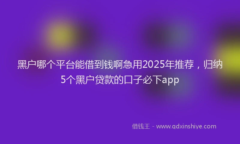黑户哪个平台能借到钱啊急用2025年推荐，归纳5个黑户贷款的口子必下app