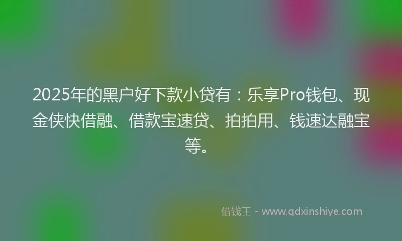 2025年的黑户好下款小贷有：乐享Pro钱包、现金侠快借融、借款宝速贷、拍拍用、钱速达融宝等。