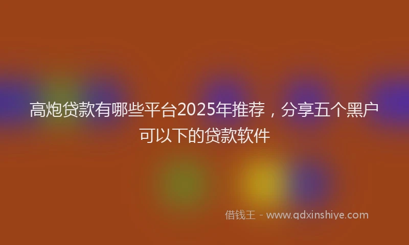 高炮贷款有哪些平台2025年推荐，分享五个黑户可以下的贷款软件