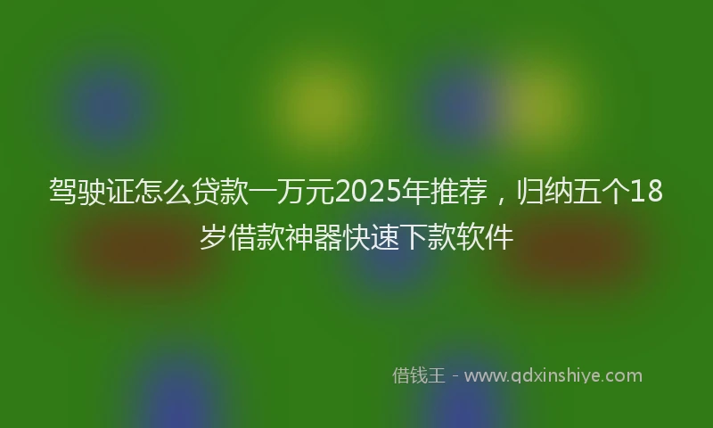 驾驶证怎么贷款一万元2025年推荐，归纳五个18岁借款神器快速下款软件