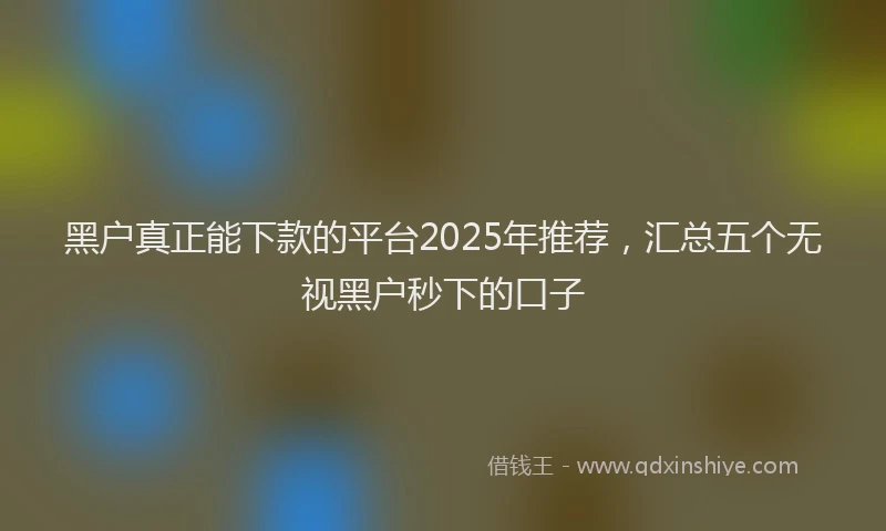 黑户真正能下款的平台2025年推荐，汇总五个无视黑户秒下的口子