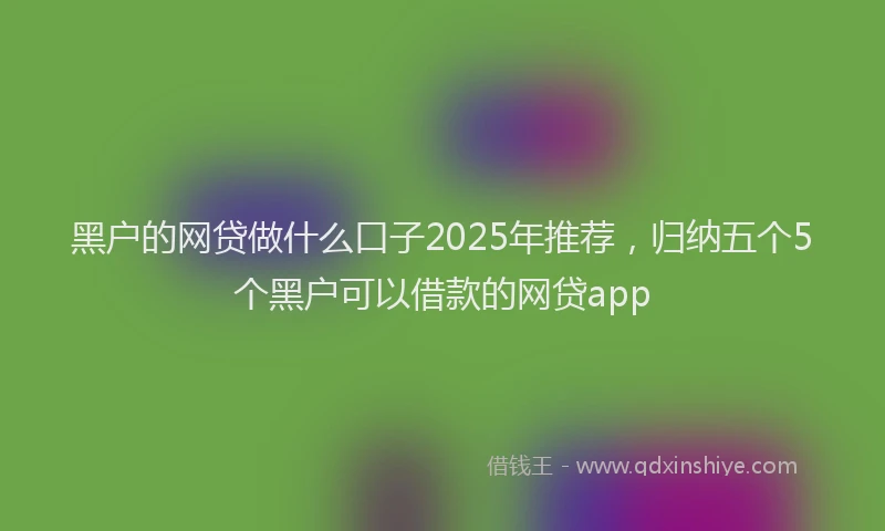 黑户的网贷做什么口子2025年推荐，归纳五个5个黑户可以借款的网贷app