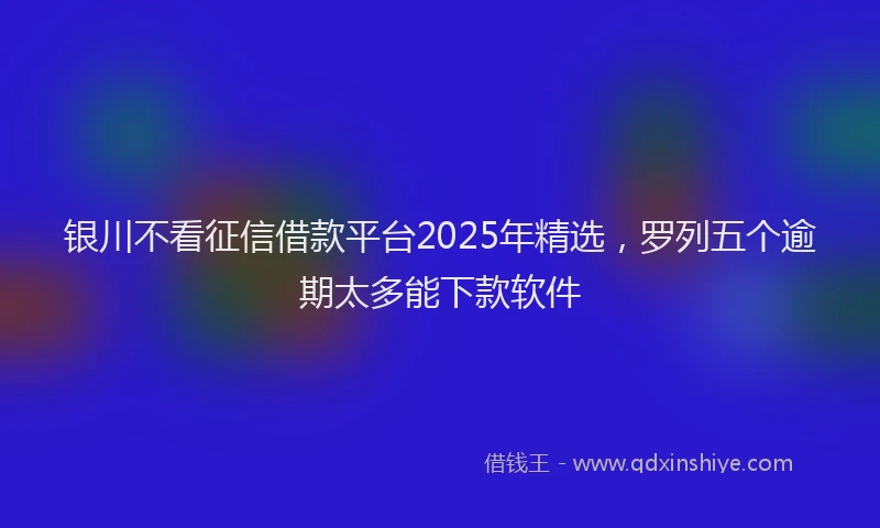 银川不看征信借款平台2025年精选，罗列五个逾期太多能下款软件