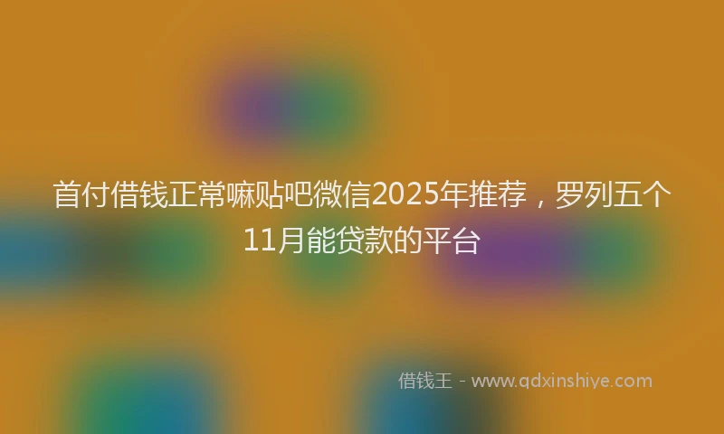 首付借钱正常嘛贴吧微信2025年推荐，罗列五个11月能贷款的平台