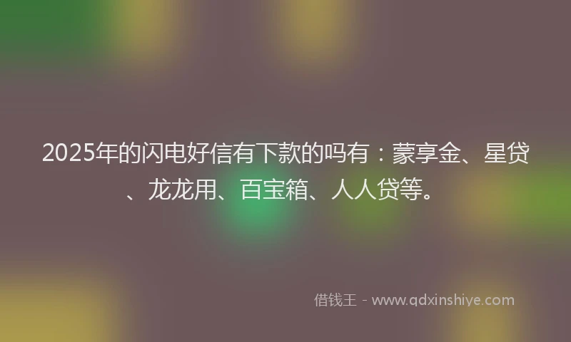 2025年的闪电好信有下款的吗有：蒙享金、星贷、龙龙用、百宝箱、人人贷等。
