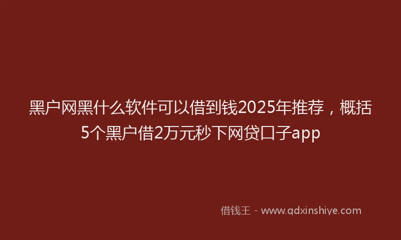 黑户网黑什么软件可以借到钱2025年推荐，概括5个黑户借2万元秒下网贷口子app