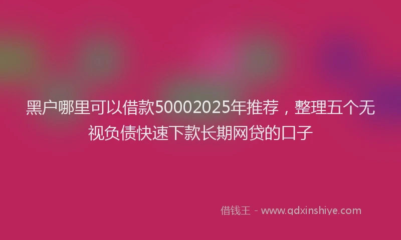 黑户哪里可以借款50002025年推荐，整理五个无视负债快速下款长期网贷的口子
