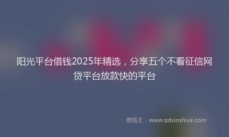 阳光平台借钱2025年精选，分享五个不看征信网贷平台放款快的平台