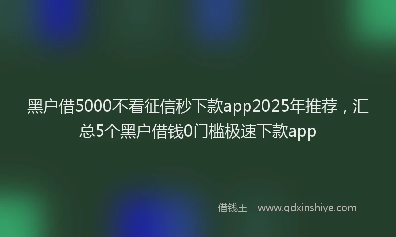 黑户借5000不看征信秒下款app2025年推荐，汇总5个黑户借钱0门槛极速下款app