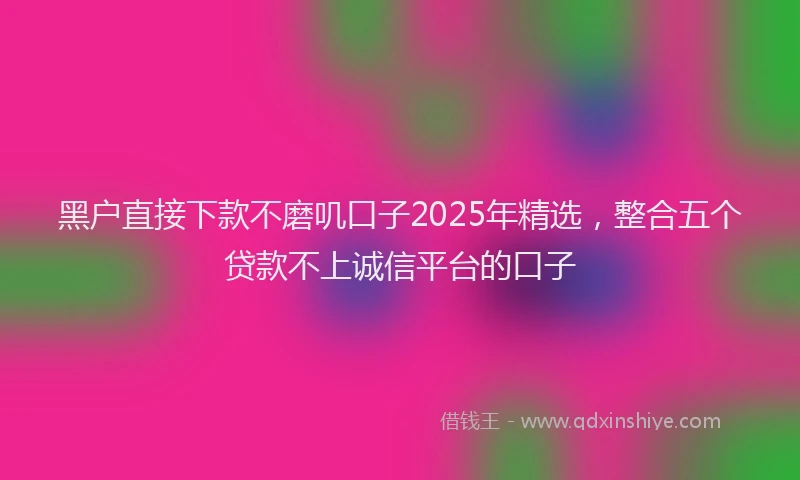 黑户直接下款不磨叽口子2025年精选，整合五个贷款不上诚信平台的口子