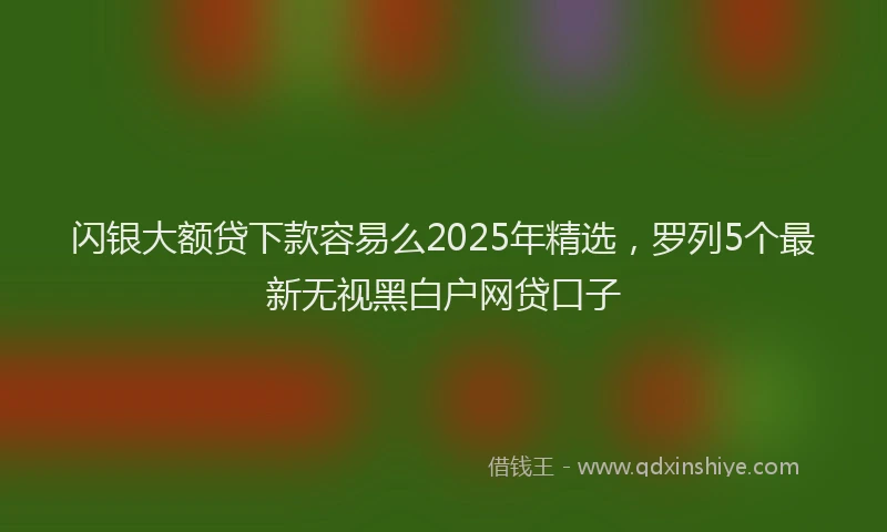 闪银大额贷下款容易么2025年精选，罗列5个最新无视黑白户网贷口子