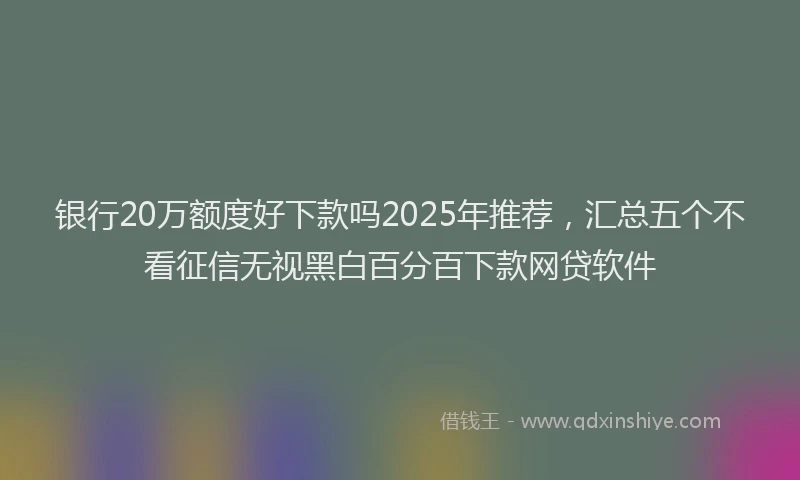 银行20万额度好下款吗2025年推荐，汇总五个不看征信无视黑白百分百下款网贷软件