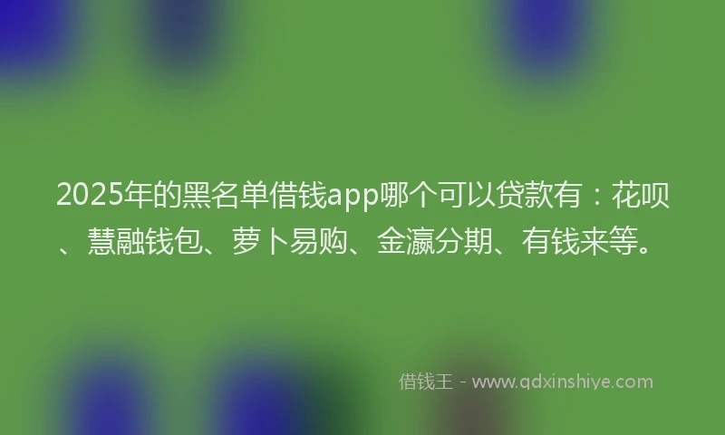 2025年的黑名单借钱app哪个可以贷款有：花呗、慧融钱包、萝卜易购、金瀛分期、有钱来等。