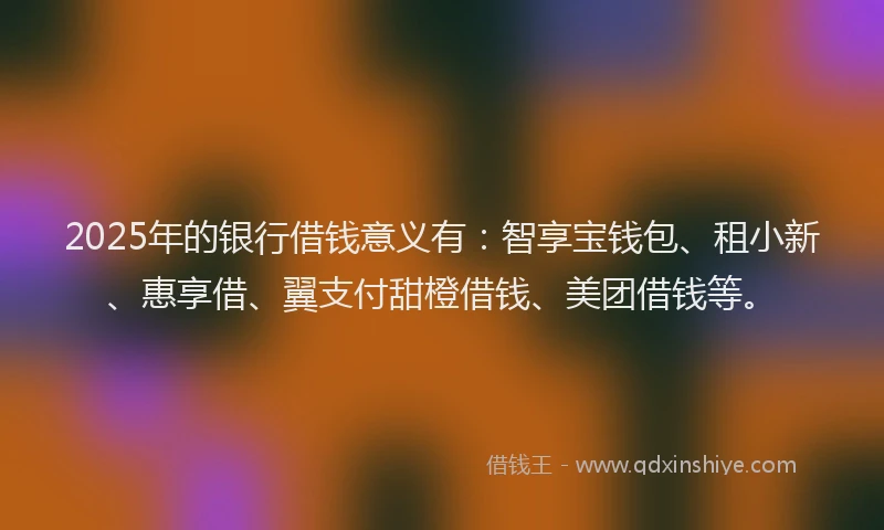 2025年的银行借钱意义有：智享宝钱包、租小新、惠享借、翼支付甜橙借钱、美团借钱等。