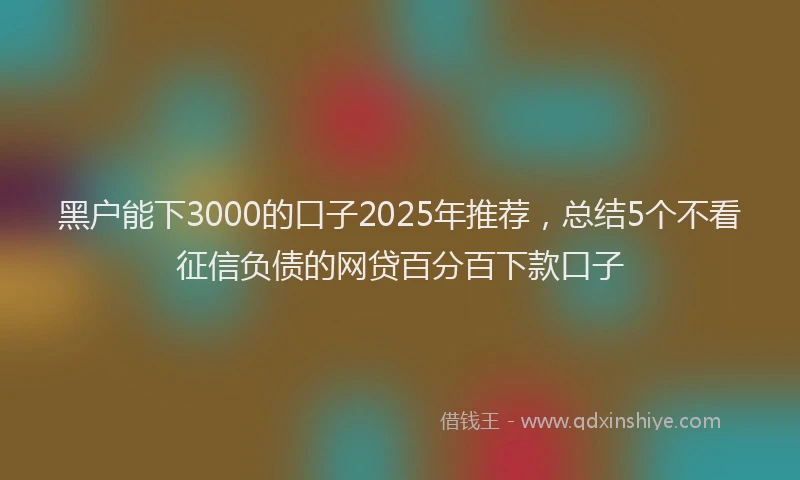黑户能下3000的口子2025年推荐，总结5个不看征信负债的网贷百分百下款口子