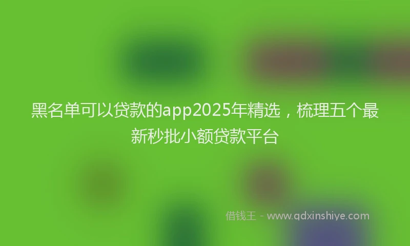 黑名单可以贷款的app2025年精选，梳理五个最新秒批小额贷款平台
