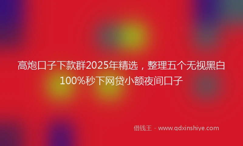 高炮口子下款群2025年精选，整理五个无视黑白100%秒下网贷小额夜间口子
