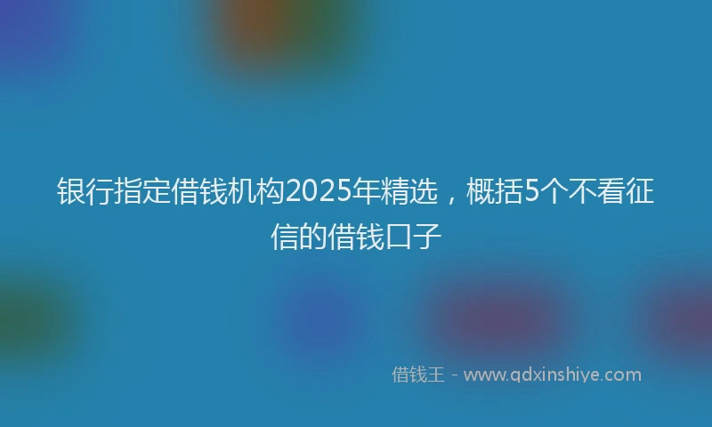 银行指定借钱机构2025年精选，概括5个不看征信的借钱口子