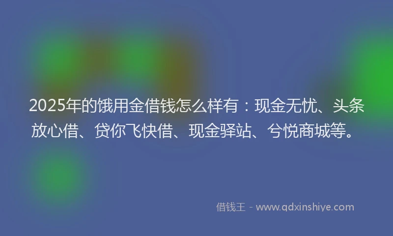 2025年的饿用金借钱怎么样有：现金无忧、头条放心借、贷你飞快借、现金驿站、兮悦商城等。