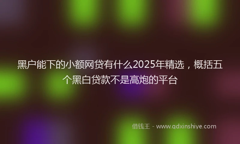 黑户能下的小额网贷有什么2025年精选，概括五个黑白贷款不是高炮的平台