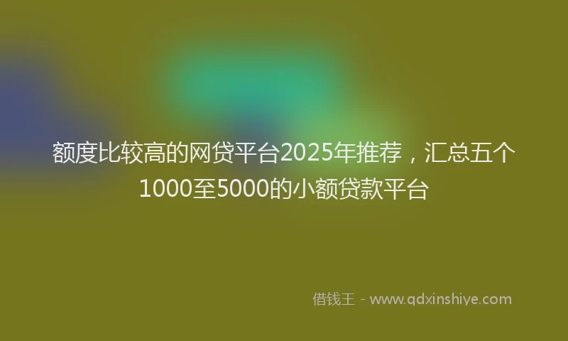 额度比较高的网贷平台2025年推荐，汇总五个1000至5000的小额贷款平台